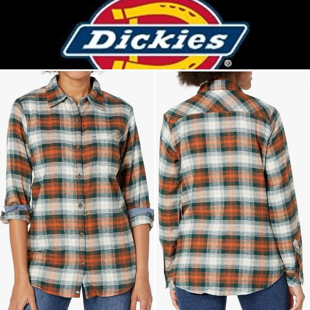 NWT DICKIES WOMENS LONG SLEEVE FLANNEL SHIRT. 100% SOFT AND COMFORTABLE COTTON - Picture 3 of 11